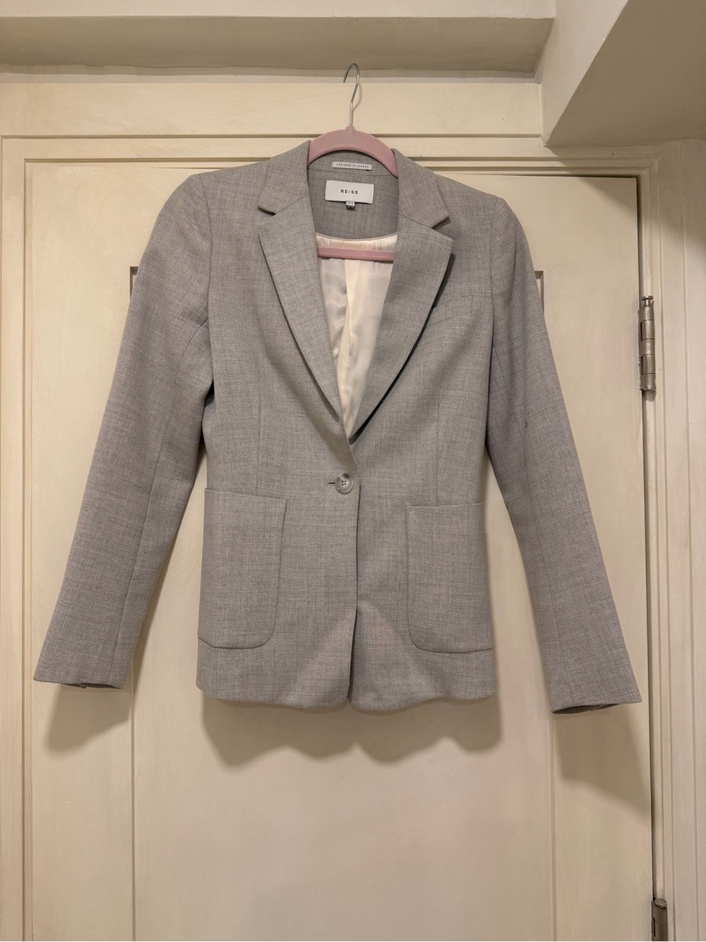 Reiss Light Gray Single-Button Tailored Blazer